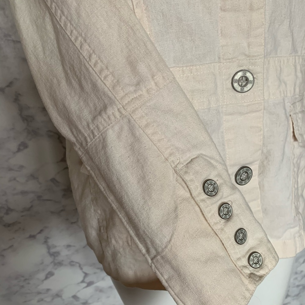 Bil Blass Cream Off White Linen Button Up Jacket View 5